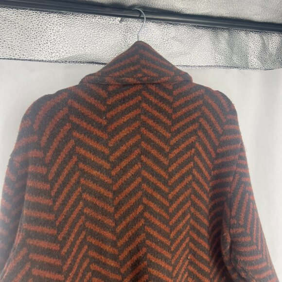 Moth by Anthropologie Paloma Rust Black Chevron Wool Sweater Pea Coat - Picture 4 of 10